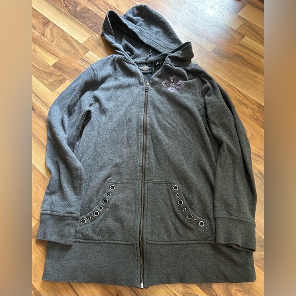 Harley-Davidson Gray Zip-Up Hoodie Sweatshirt - Picture 4 of 4
